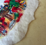 Vintage White Felt Christmas Tree Skirt With Slight Condition Issues