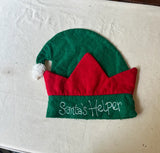 Vintage Red and Green Felt Santa's Helper Elf Hat