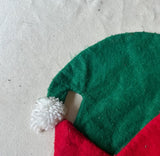 Vintage Red and Green Felt Santa's Helper Elf Hat