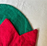 Vintage Red and Green Felt Santa's Helper Elf Hat