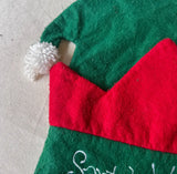 Vintage Red and Green Felt Santa's Helper Elf Hat