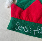 Vintage Red and Green Felt Santa's Helper Elf Hat