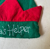 Vintage Red and Green Felt Santa's Helper Elf Hat
