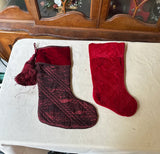 Pair of Red Vintage Style Elegant Christmas Stockings