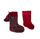 Pair of Red Vintage Style Elegant Christmas Stockings