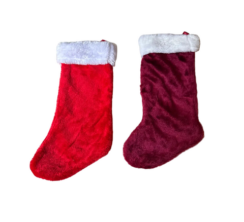 Pair of Christmas Stockings- Red and Maroon