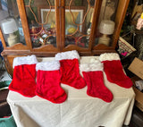 Instant Collection of Red and White Classic Christmas Stockings- Set of 5