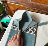 Collection of Velvet Colorful Christmas Stockings With Greek Key Accents- Set of 7