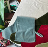 Collection of Velvet Colorful Christmas Stockings With Greek Key Accents- Set of 7