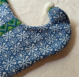 Extra Long Hand Knit Blue and Green Christmas Stocking