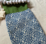 Extra Long Hand Knit Blue and Green Christmas Stocking