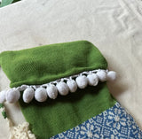 Extra Long Hand Knit Blue and Green Christmas Stocking