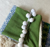 Extra Long Hand Knit Blue and Green Christmas Stocking