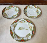 1970s Trio of Ceramic Floral Asian Plates With Boat Scene, John Maddock- Set of 3