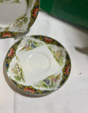 1970s Trio of Ceramic Floral Asian Plates With Boat Scene, John Maddock- Set of 3