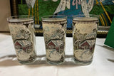 1970s Winter Cabin Fever, Rustic Style Trio of Glasses