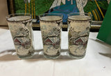 1970s Winter Cabin Fever, Rustic Style Trio of Glasses