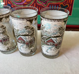 1970s Winter Cabin Fever, Rustic Style Trio of Glasses