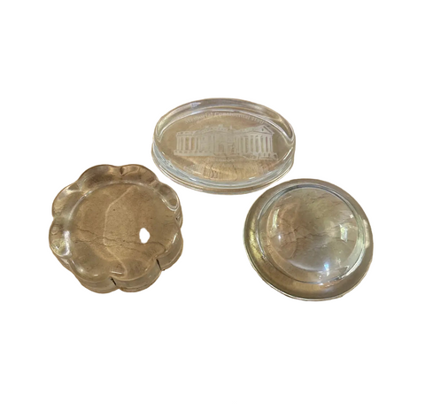 Trio of Glass Heavy Desk Paper Weights