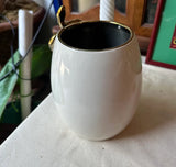 White Ceramic Planter/Vase With Gold Snake Accents