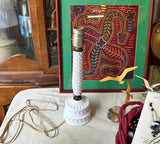 Vintage Rustic Style Milk Glass Table Lamp