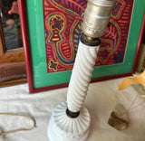 Vintage Rustic Style Milk Glass Table Lamp