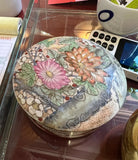 1970s Small Floral Ceramic Round Box