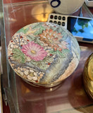 1970s Small Floral Ceramic Round Box
