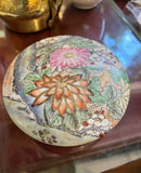 1970s Small Floral Ceramic Round Box