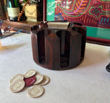 Collection of Game Night Poker Chips and Spinning Holder- Set of 8