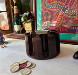 Collection of Game Night Poker Chips and Spinning Holder- Set of 8