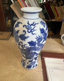 Blue and White Asian Dragon Vase