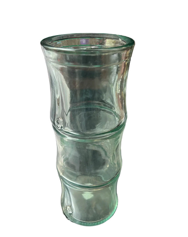Green Glass Bamboo Vintage Vase