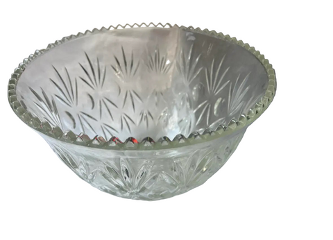 Vintage Large Glass Etched Bowl