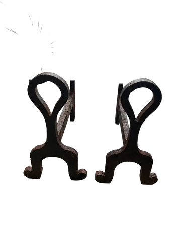 Pair of Vintage Minimalist Metal Andirons