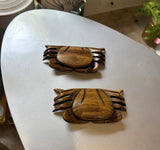Pair of Vintage Hand Carved Crabs