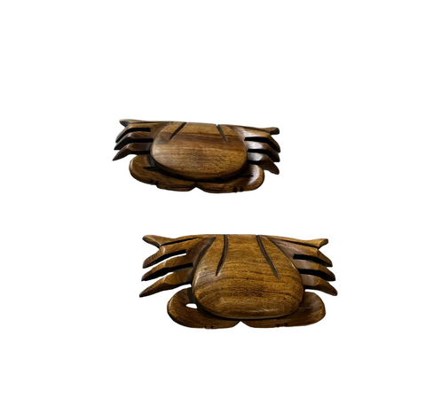 Pair of Vintage Hand Carved Crabs