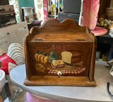 Vintage Wooden Hand Painted Bread Box