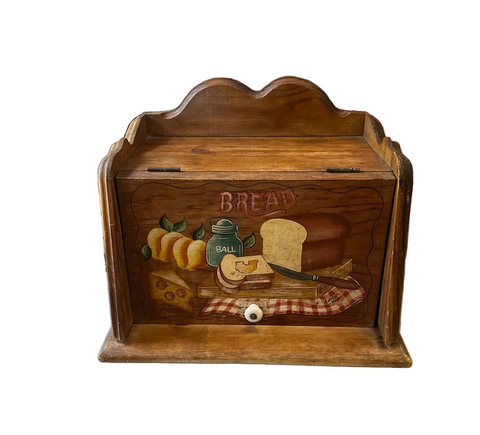 Vintage Wooden Hand Painted Bread Box