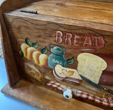 Vintage Wooden Hand Painted Bread Box