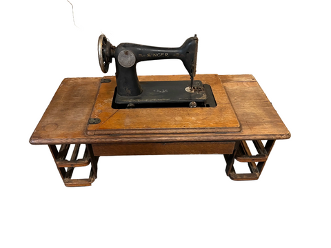 70's Singer Sewing Machine on Wooden Table