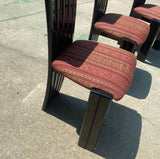 1980s Lacquered Black Upholstered Dining Chairs - Set of 5