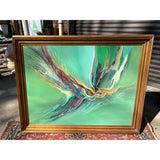 Bird in Flight Green Abstract Oversized Original Painting