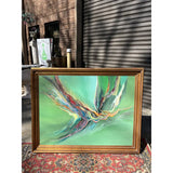 Bird in Flight Green Abstract Oversized Original Painting