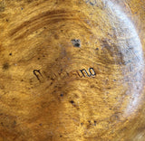 Mid century hand turned stamped wooden bowl