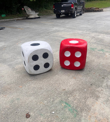 Vintage oversized dice side tables. See note
