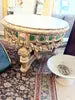 Malachite Marble Gilded French Table
