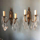 1940s French Crystal Sconces - a Pair - FREE SHIPPING!