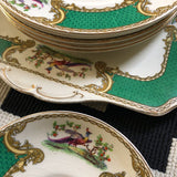 1940s Green Peacock Staffordshire Style Dinnerware - Set of 19