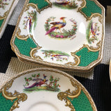 1940s Green Peacock Staffordshire Style Dinnerware - Set of 19